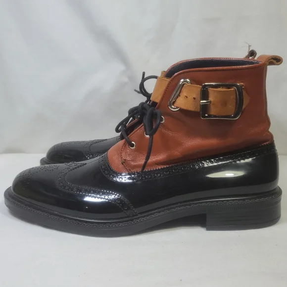 Vivienne Westwood Men's Lace Up Leather Brogue Rain Boots Size 7.5 (40 EU) - Picture 2 of 16